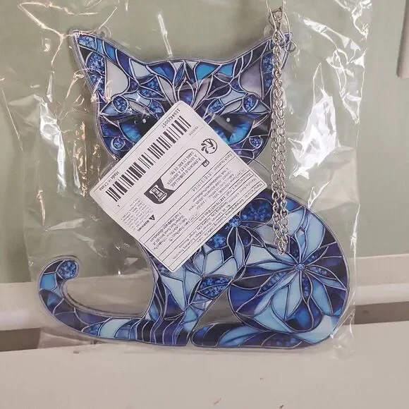 Blue Mosiac Cat Suncatcher - Picture 6 of 8